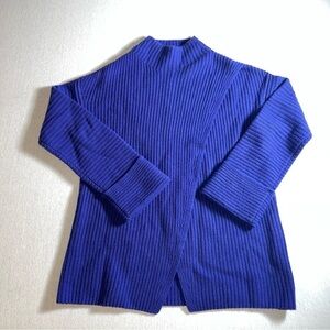 Athleta Cashmere + Merino Wool Azalea Oversized Purply Blue Ribbed Sweater, XXS